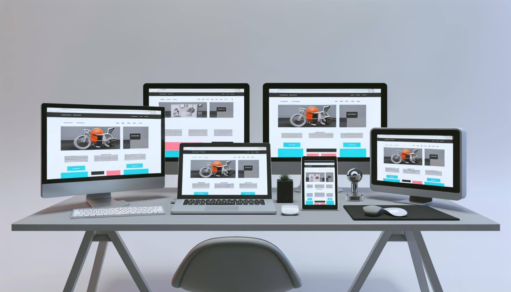 montrer le fait quun site soit responsive sur plusieurs écrans sur un bureau minimaliste et moderne